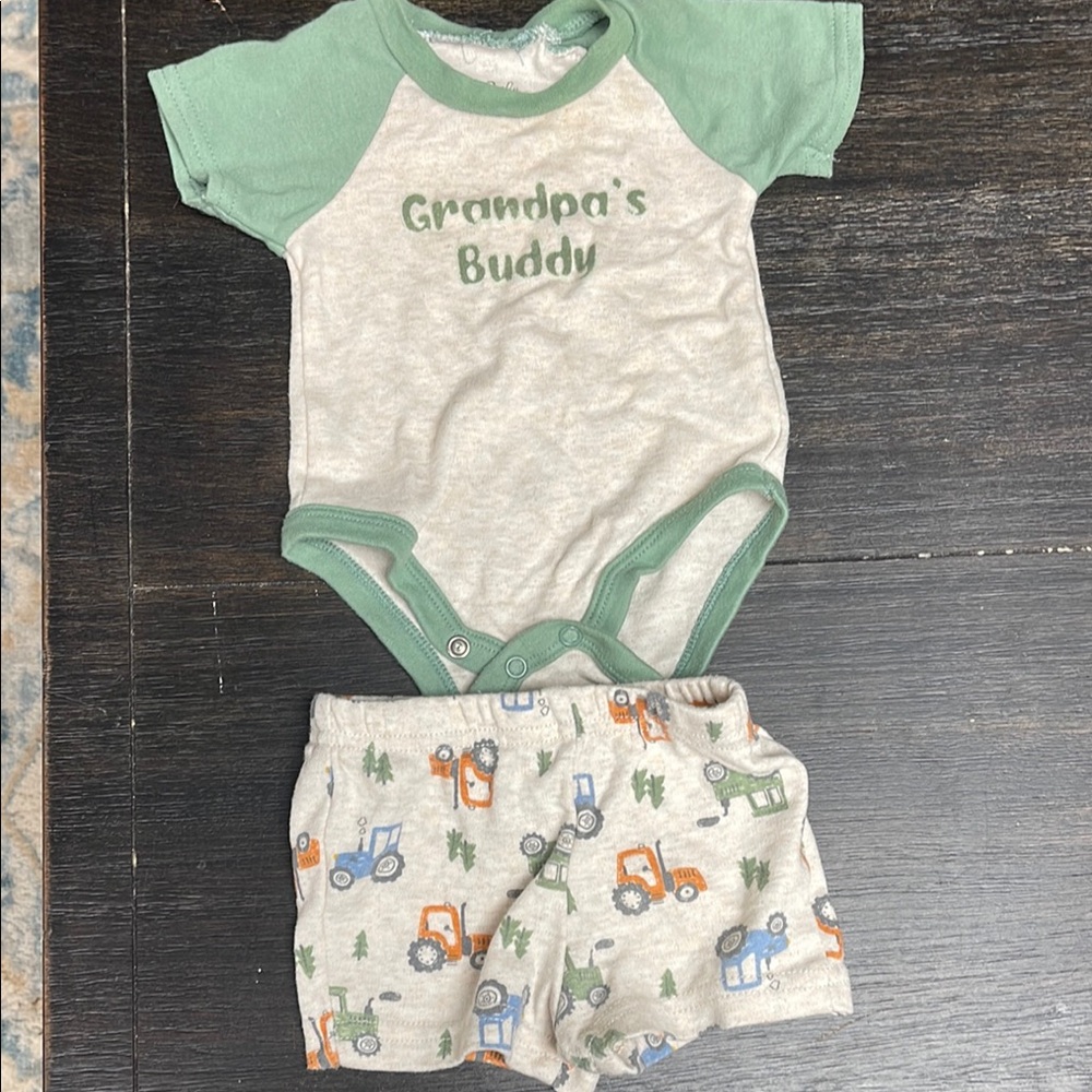 Baby Essentials Green and Cream Matching Set